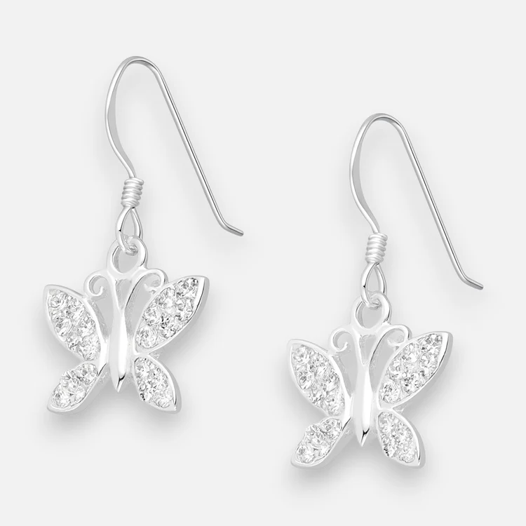 Aro Mariposa Strass Plata